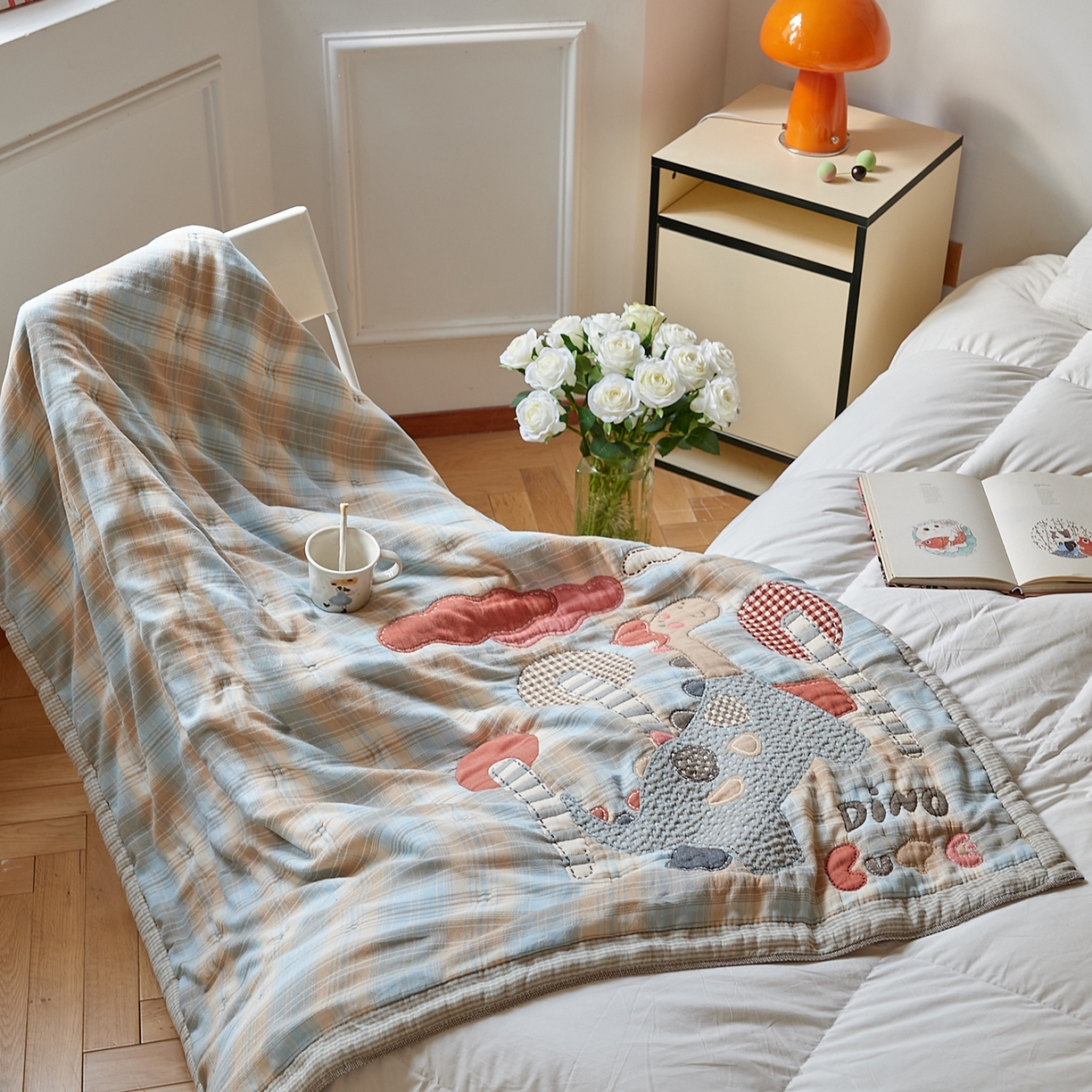 91家纺网 家纺一手货源 找家纺 沐瑟家纺 2025新款全棉纱布泡芙被被子被芯-第二批 小恐龙