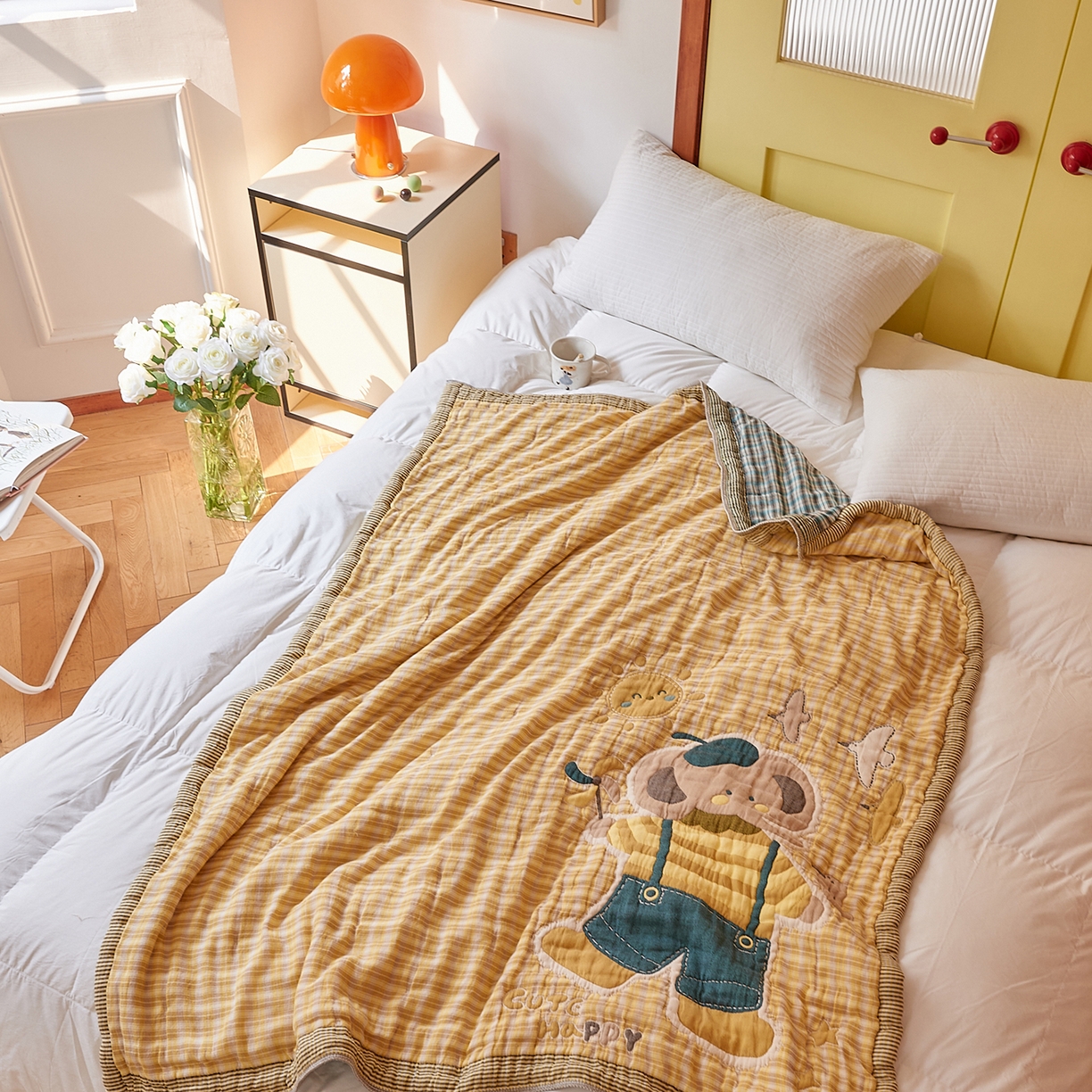 沐瑟家纺 2025新款全棉纱布泡芙被被子被芯-第二批 小象