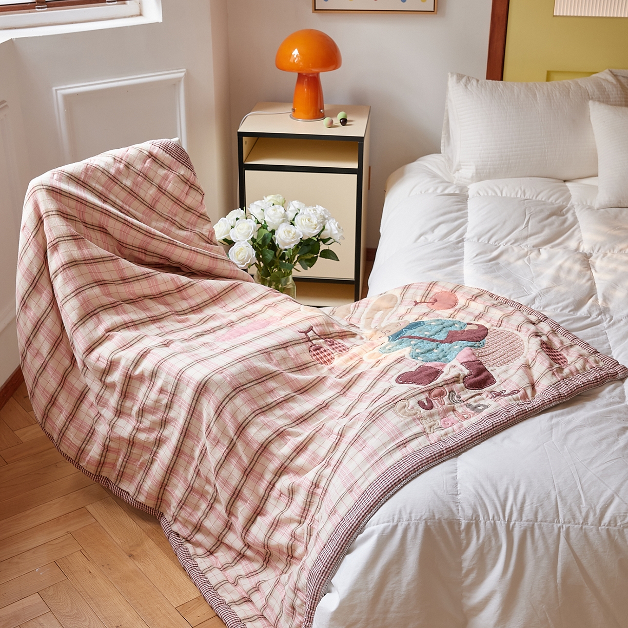 91家纺网 家纺一手货源 找家纺 沐瑟家纺 2025新款全棉纱布泡芙被被子被芯-第二批 樱桃兔