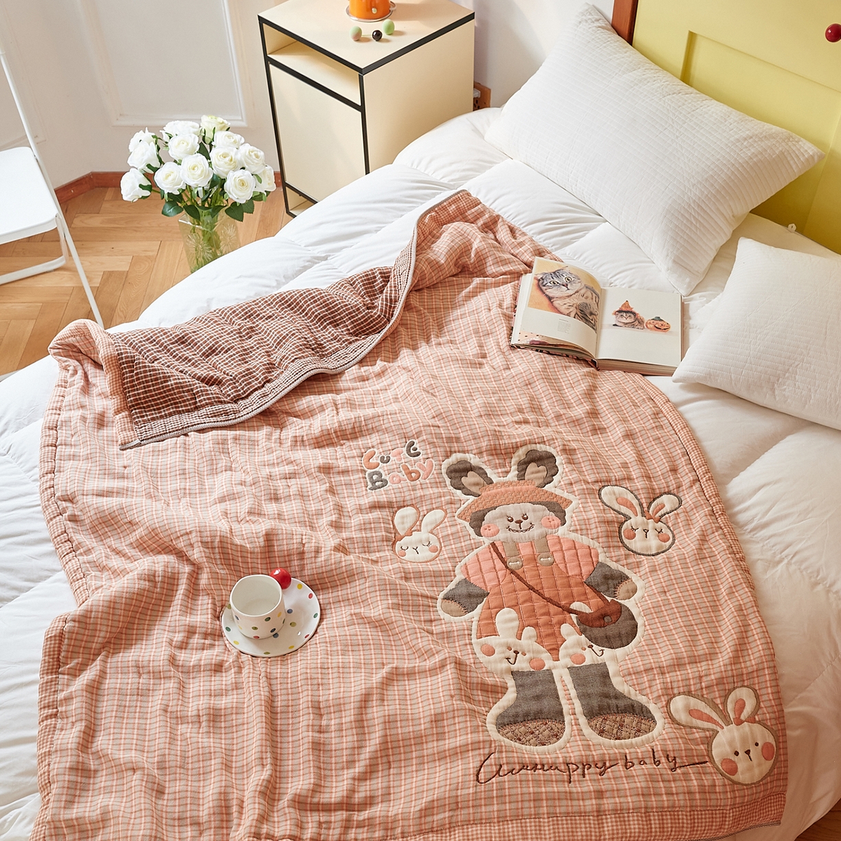 91家纺网 家纺一手货源 找家纺 （总）沐瑟家纺 2025新款全棉纱布泡芙被被子被芯-第二批