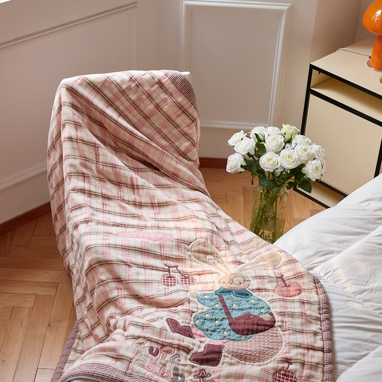 91家纺网 家纺一手货源 找家纺 沐瑟家纺 2025新款全棉纱布泡芙被被子被芯-第二批 樱桃兔