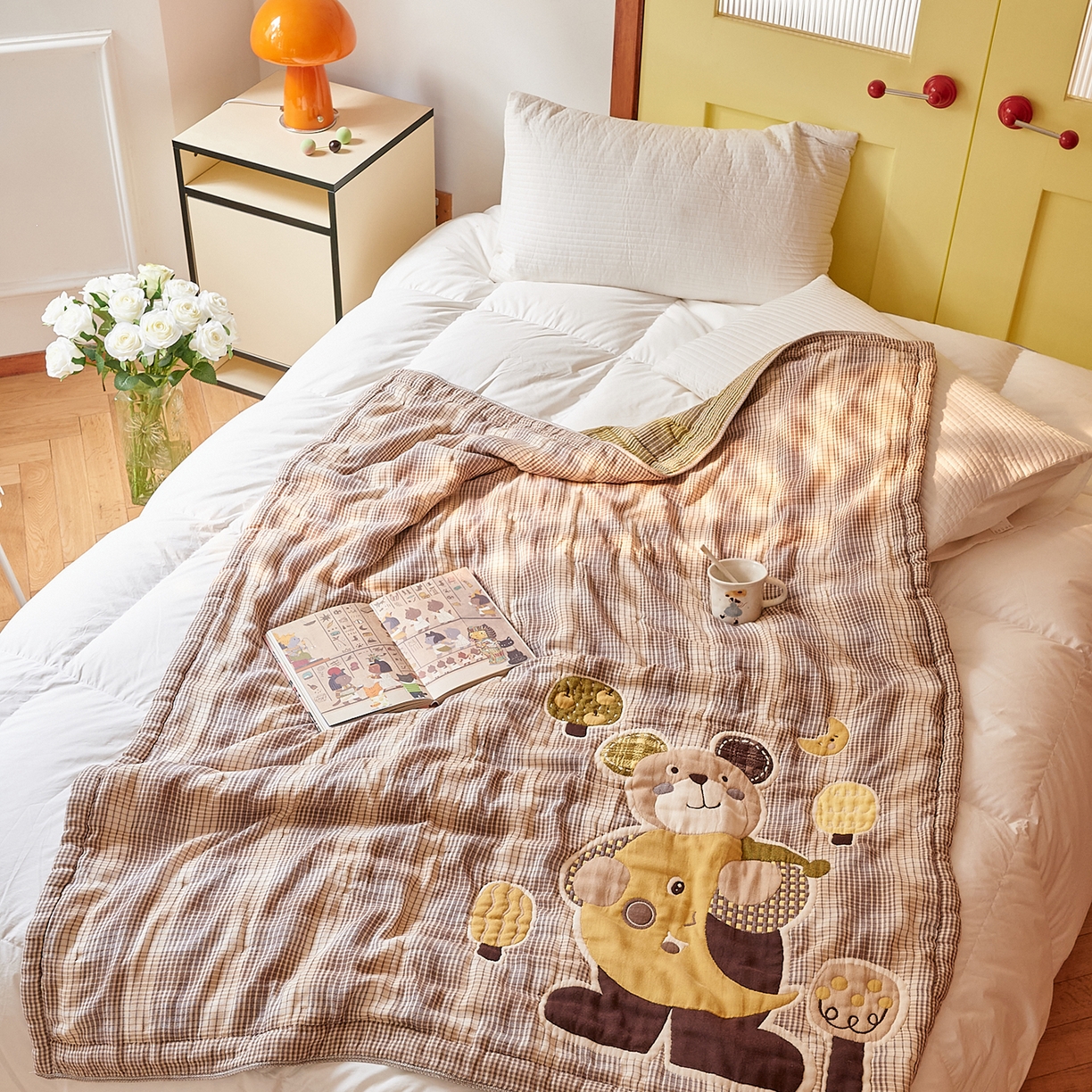 沐瑟家纺 2025新款全棉纱布泡芙被被子被芯-第二批 小熊