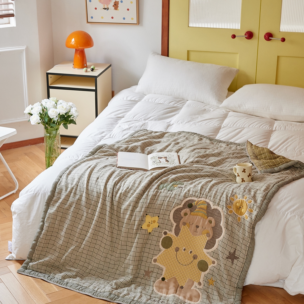 91家纺网 家纺一手货源 找家纺 沐瑟家纺 2025新款全棉纱布泡芙被被子被芯-第二批 小狮子