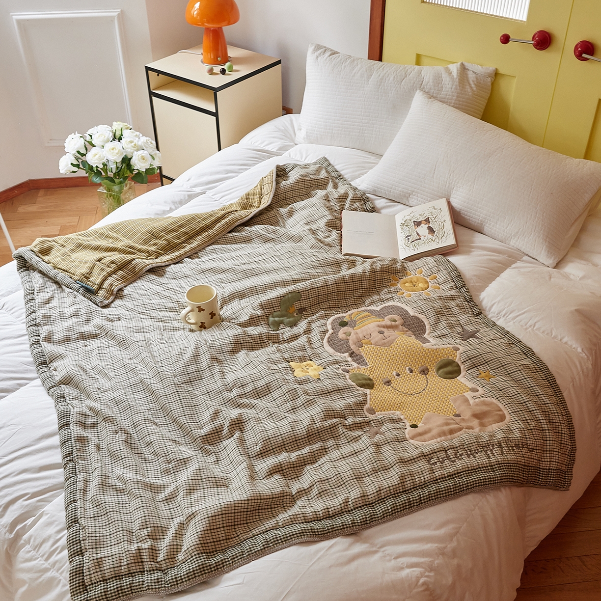 91家纺网 家纺一手货源 找家纺 沐瑟家纺 2025新款全棉纱布泡芙被被子被芯-第二批 小狮子