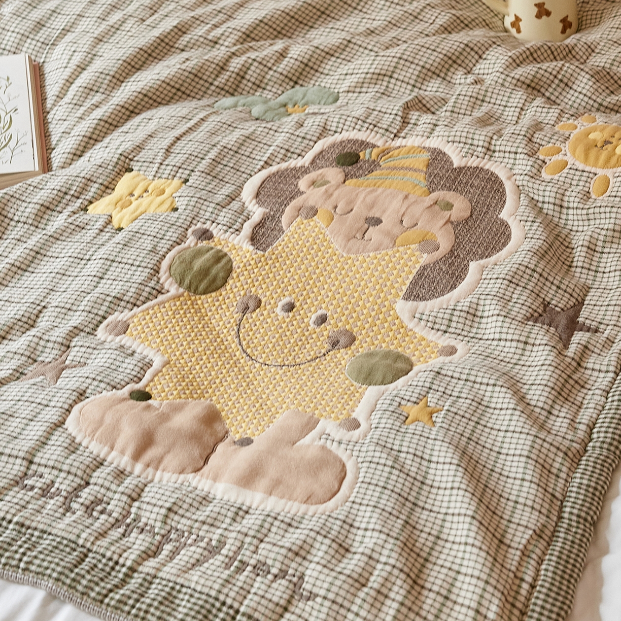 91家纺网 家纺一手货源 找家纺 沐瑟家纺 2025新款全棉纱布泡芙被被子被芯-第二批 小狮子