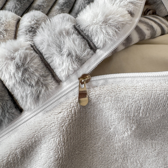 91家纺网 家纺一手货源 找家纺 蓝极人 2025新款A类抽条兔绒兔毛绒兔兔绒四件套 渐变彩泡泡-灰