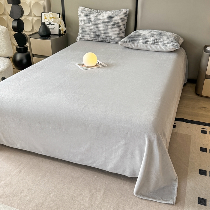 91家纺网 家纺一手货源 找家纺 酱子 2025新款A类抽条渐变泡泡兔毛绒兔兔绒牛奶绒四件套 渐变彩泡泡-灰