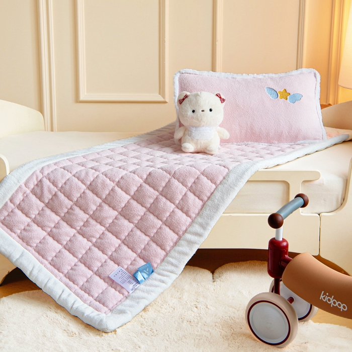 91家纺网 家纺一手货源 找家纺 御棉坊 2025新款A类艾尼绒手包边暖绒床垫 艾尼绒粉