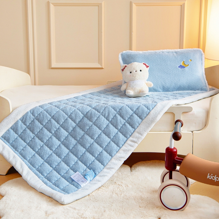 91家纺网 家纺一手货源 找家纺 御棉坊 2025新款A类艾尼绒手包边暖绒床垫 艾尼绒蓝