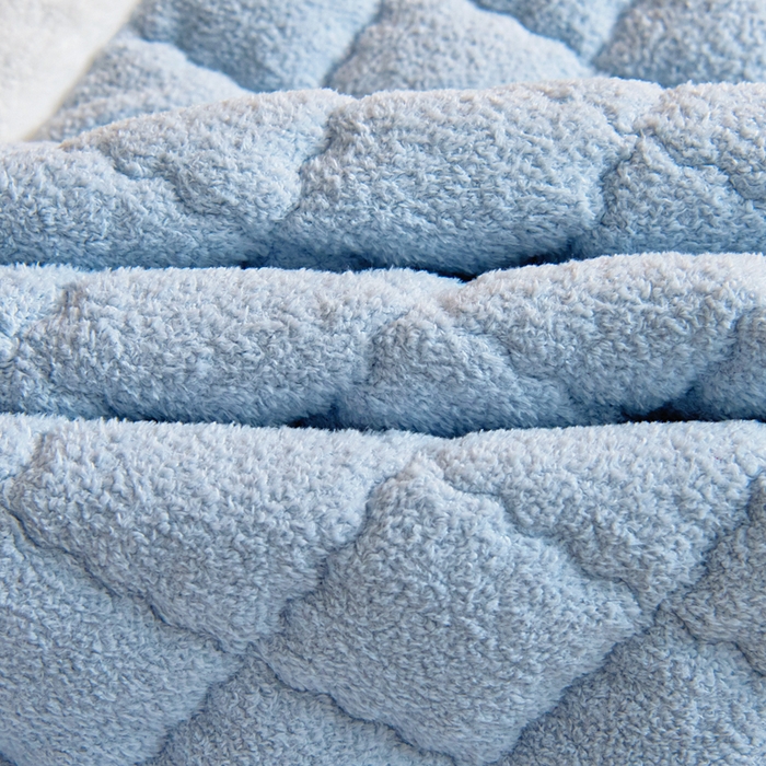 91家纺网 家纺一手货源 找家纺 御棉坊 2025新款A类艾尼绒手包边暖绒床垫 艾尼绒蓝