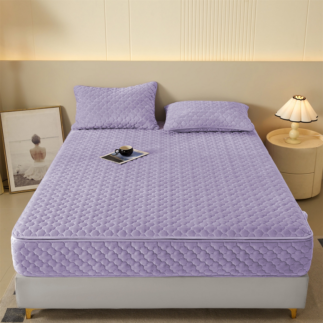 91家纺网 家纺一手货源 找家纺 （总）纤雅床笠 2025新款水晶绒夹棉六面全包裹单床笠床笠单件单品床笠