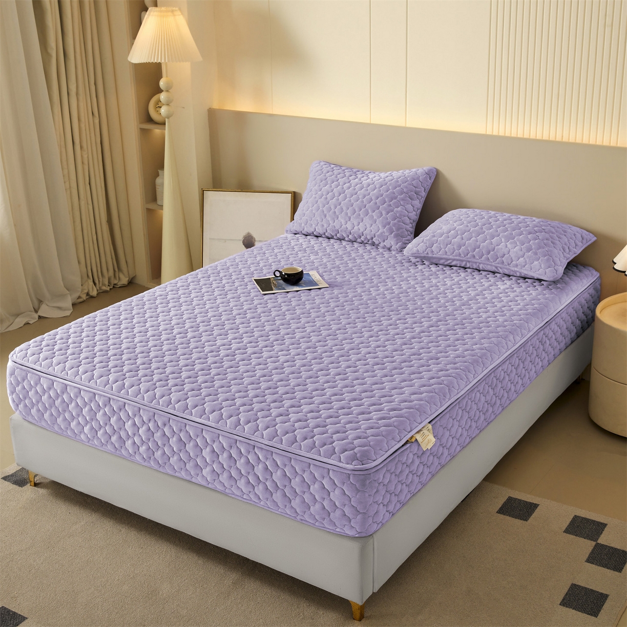 91家纺网 家纺一手货源 找家纺 （总）纤雅床笠 2025新款水晶绒夹棉六面全包裹单床笠床笠单件单品床笠