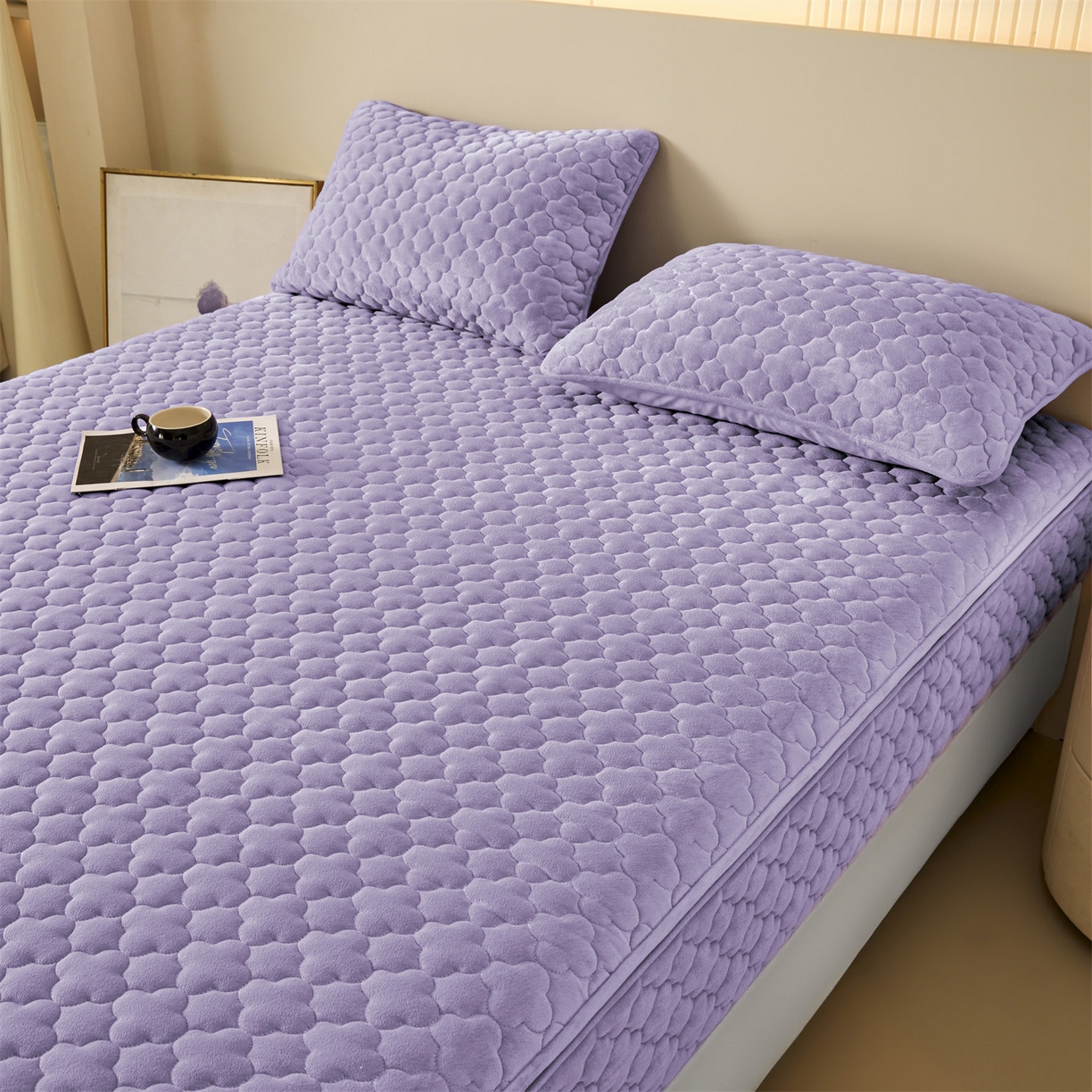 91家纺网 家纺一手货源 找家纺 （总）纤雅床笠 2025新款水晶绒夹棉六面全包裹单床笠床笠单件单品床笠