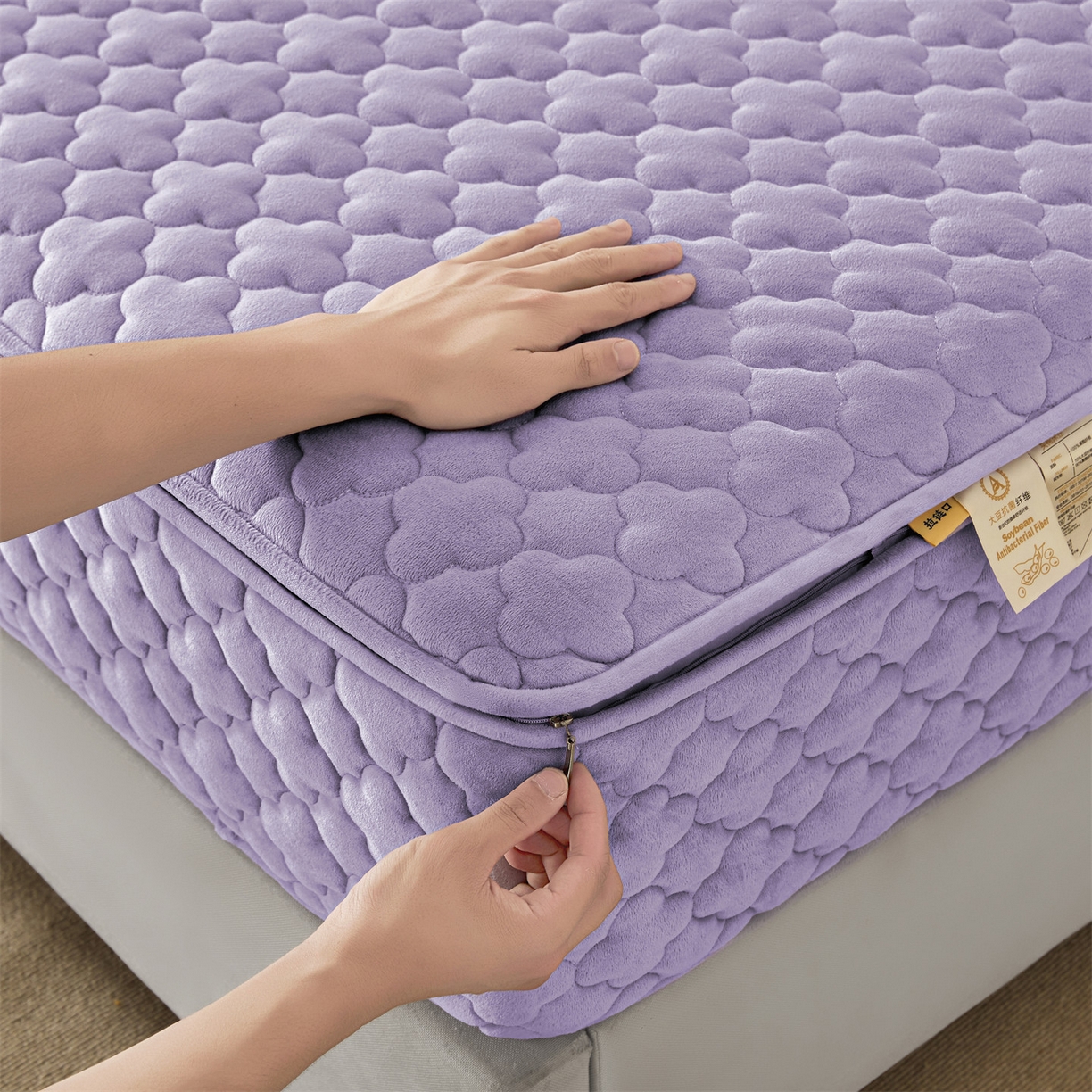 91家纺网 家纺一手货源 找家纺 （总）纤雅床笠 2025新款水晶绒夹棉六面全包裹单床笠床笠单件单品床笠