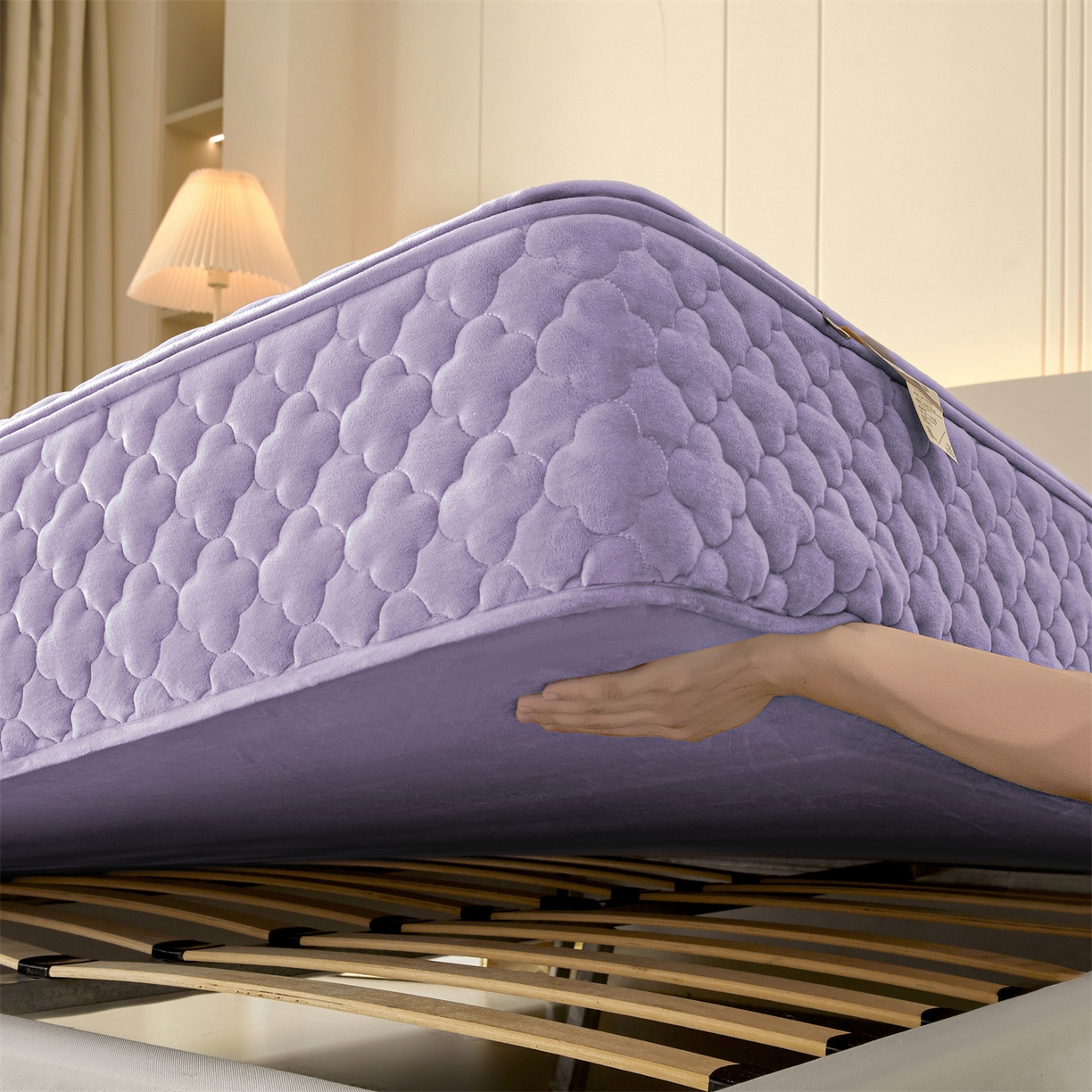 91家纺网 家纺一手货源 找家纺 （总）纤雅床笠 2025新款水晶绒夹棉六面全包裹单床笠床笠单件单品床笠