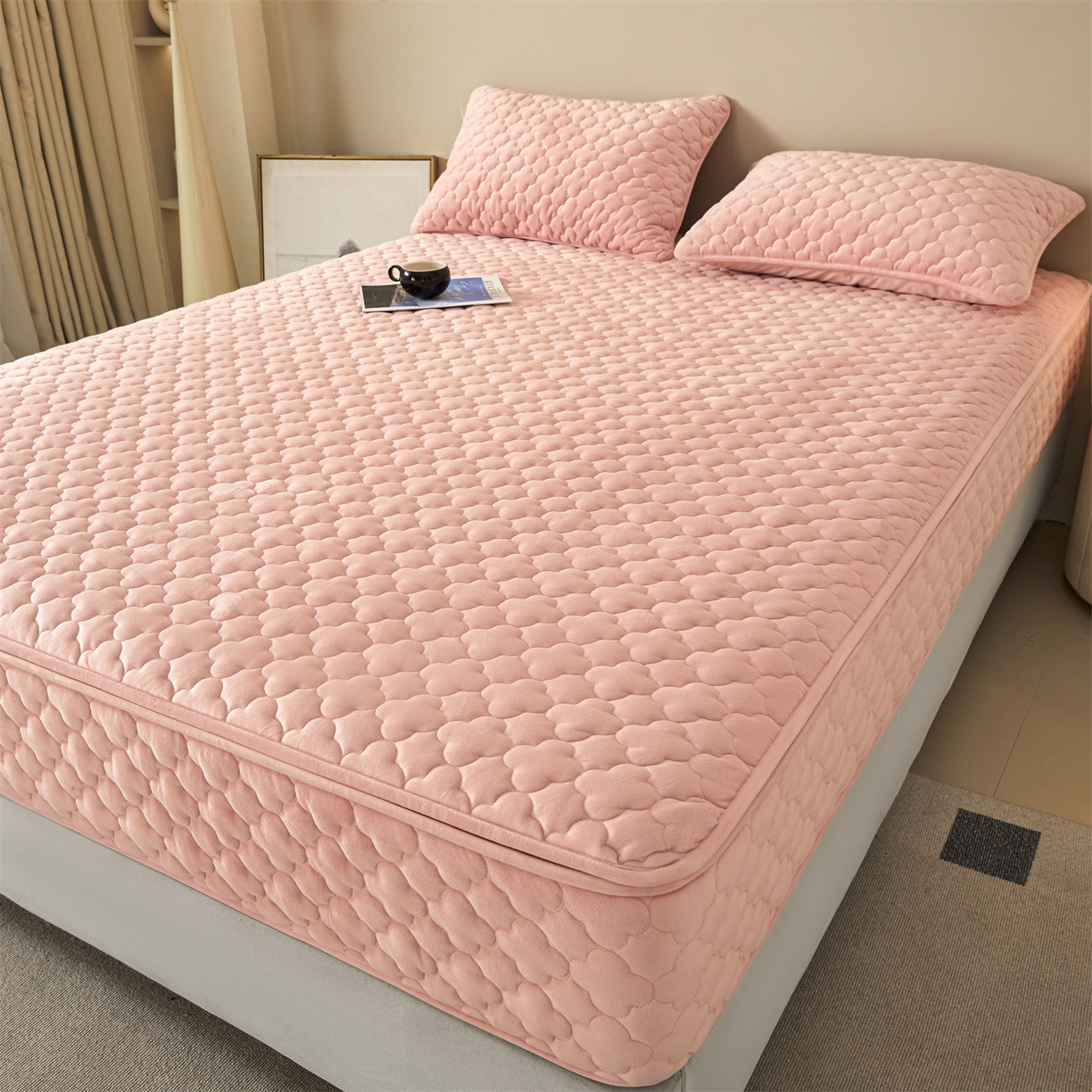 91家纺网 家纺一手货源 找家纺 （总）纤雅床笠 2025新款水晶绒夹棉六面全包裹单床笠床笠单件单品床笠