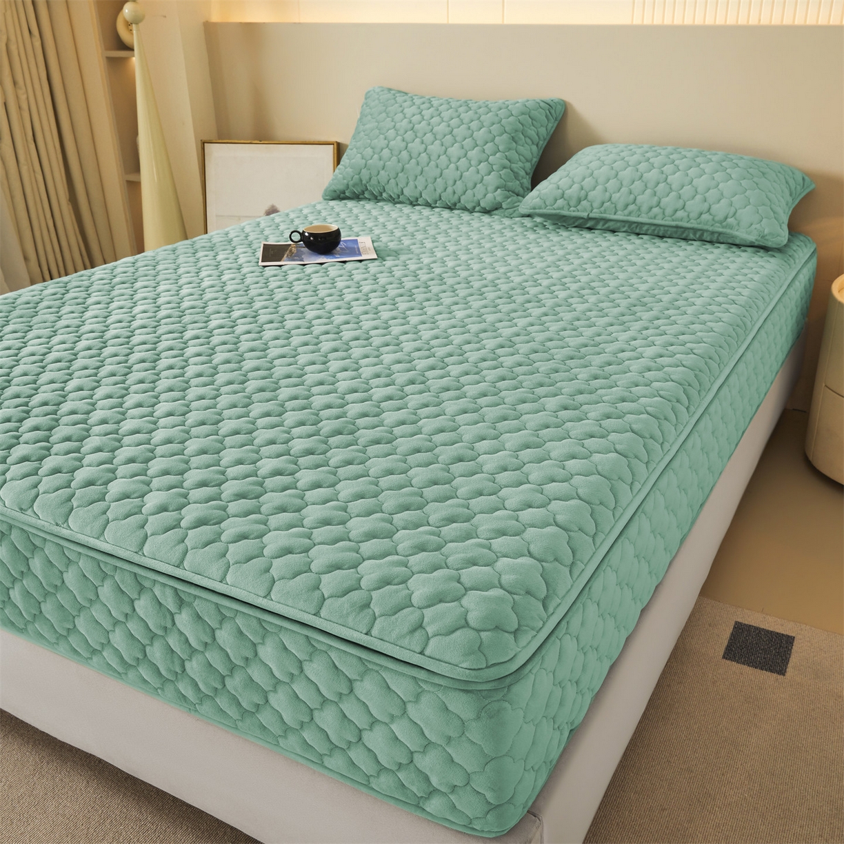 91家纺网 家纺一手货源 找家纺 （总）纤雅床笠 2025新款水晶绒夹棉六面全包裹单床笠床笠单件单品床笠