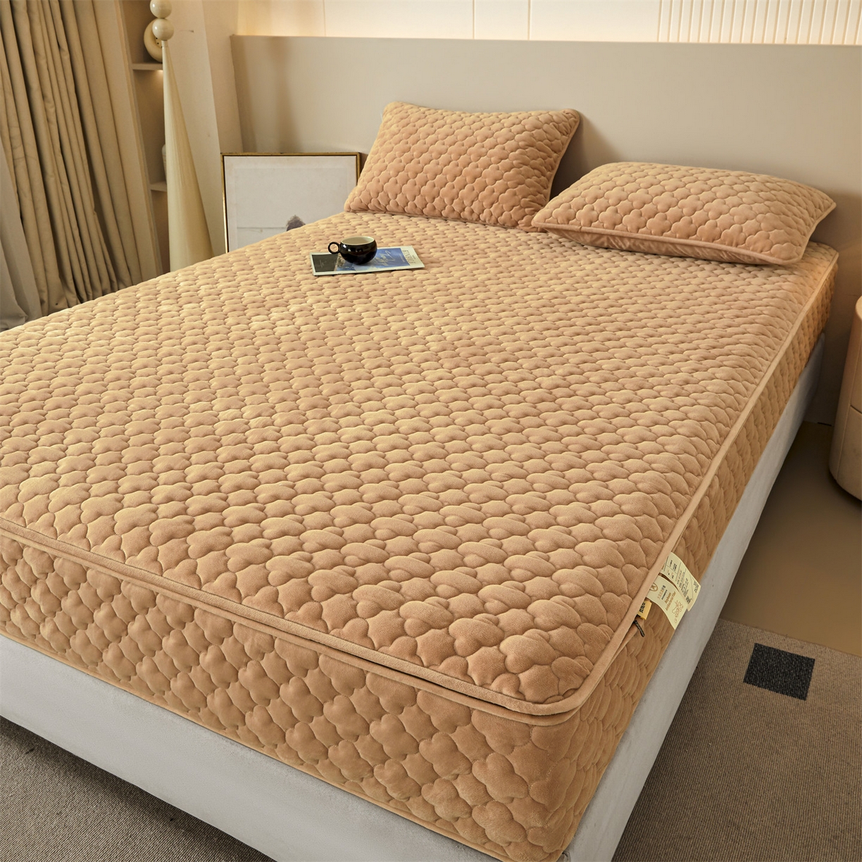 91家纺网 家纺一手货源 找家纺 （总）纤雅床笠 2025新款水晶绒夹棉六面全包裹单床笠床笠单件单品床笠