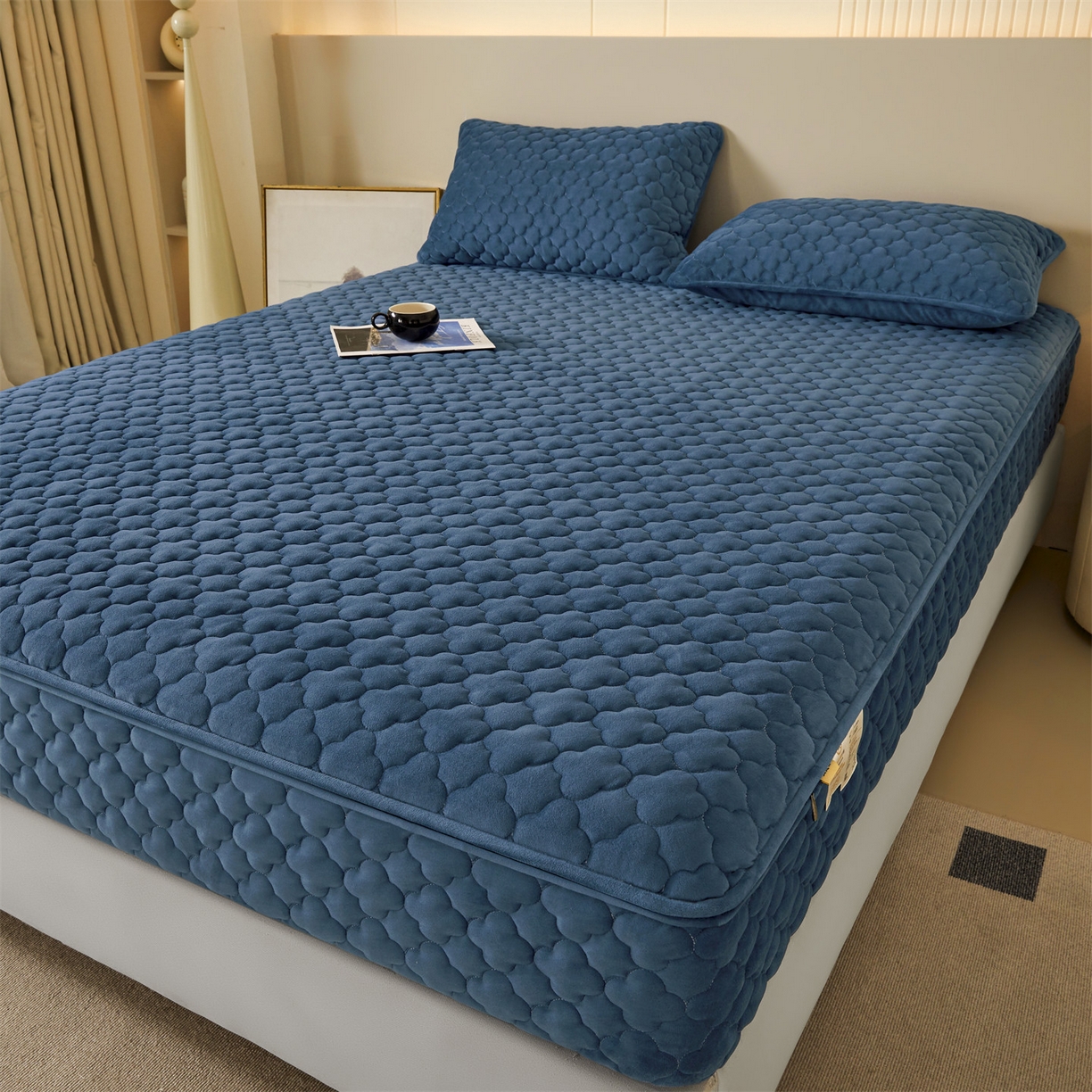 91家纺网 家纺一手货源 找家纺 （总）纤雅床笠 2025新款水晶绒夹棉六面全包裹单床笠床笠单件单品床笠