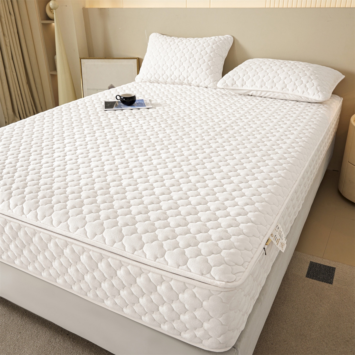 91家纺网 家纺一手货源 找家纺 （总）纤雅床笠 2025新款水晶绒夹棉六面全包裹单床笠床笠单件单品床笠