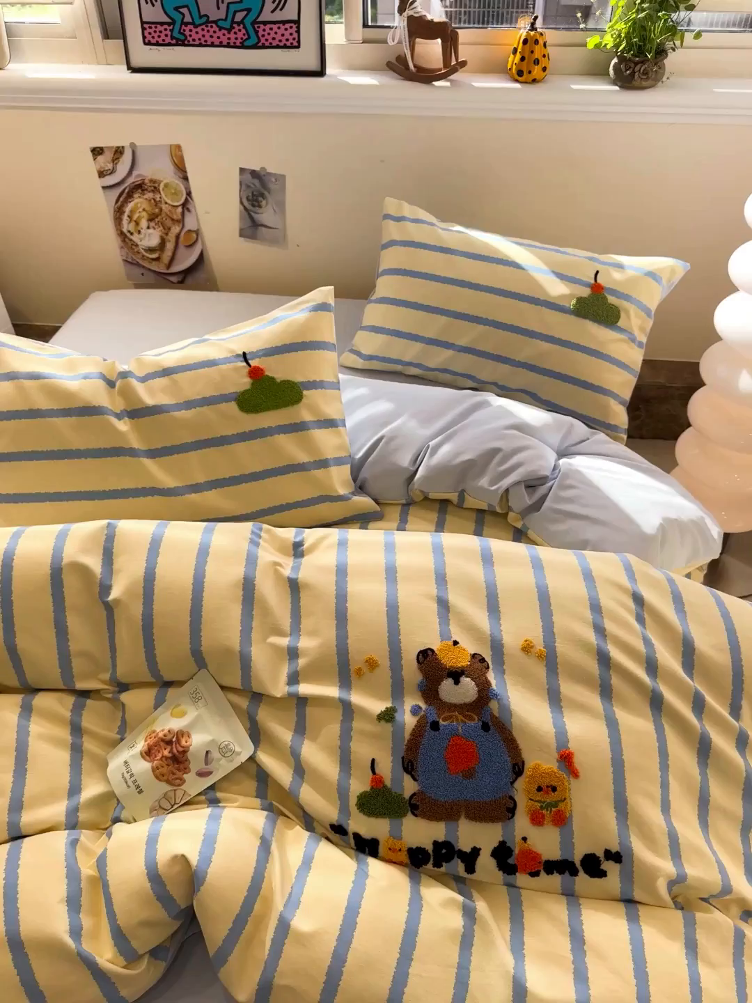 91家纺网 家纺一手货源 找家纺 觅糖家纺 2025新款全棉磨毛原创毛巾绣系列四件套 欢乐小熊