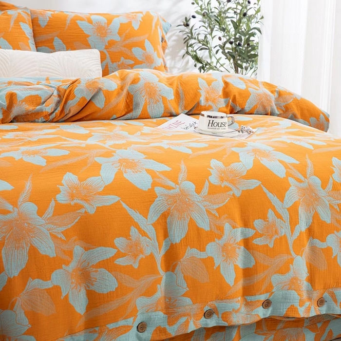 91家纺网 家纺一手货源 找家纺 [91家纺网精选] 2025新款浅色系列双层纱四件套