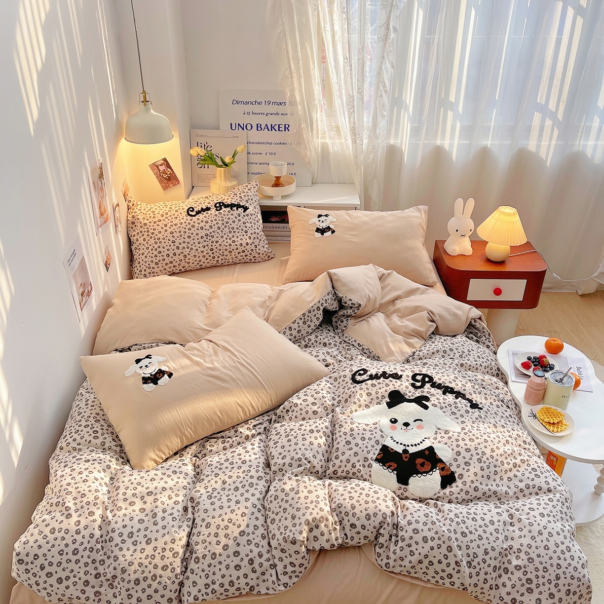 [91家纺网精选] 2025春夏新款双层纱卡通毛巾绣四件套