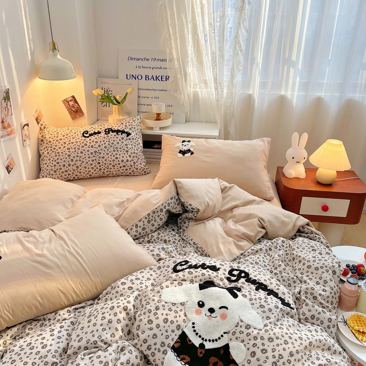 91家纺网 家纺一手货源 找家纺 [91家纺网精选] 2025春夏新款双层纱卡通毛巾绣四件套