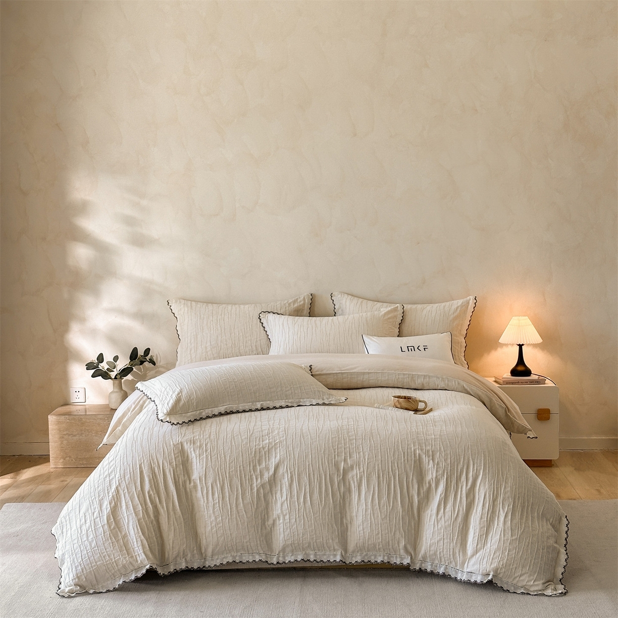 91家纺网 家纺一手货源 找家纺 [91家纺网精选]2025秋冬棉麻色织提花磨毛四件套