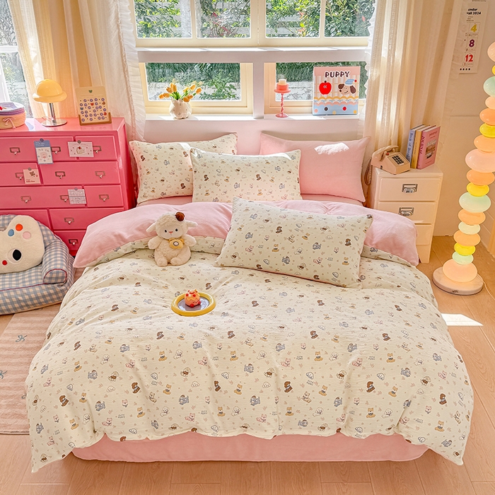 91家纺网 家纺一手货源 找家纺 （总）壹号库家纺 2025新款皱皱纱舒暖绒四件套