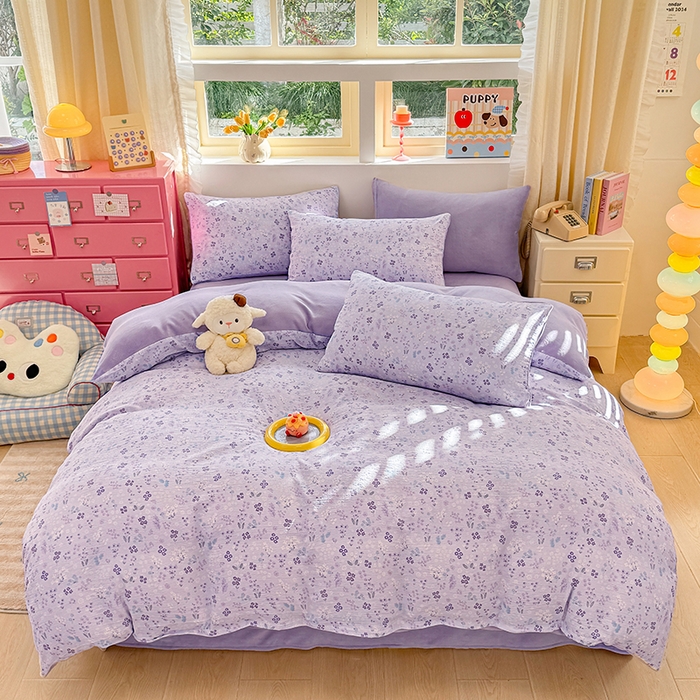 91家纺网 家纺一手货源 找家纺 （总）壹号库家纺 2025新款皱皱纱舒暖绒四件套