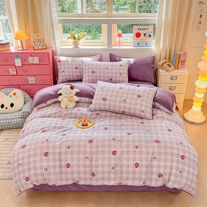 91家纺网 家纺一手货源 找家纺 （总）壹号库家纺 2025新款皱皱纱舒暖绒四件套