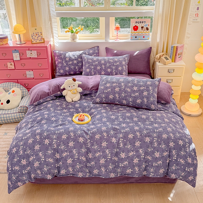 91家纺网 家纺一手货源 找家纺 （总）壹号库家纺 2025新款皱皱纱舒暖绒四件套