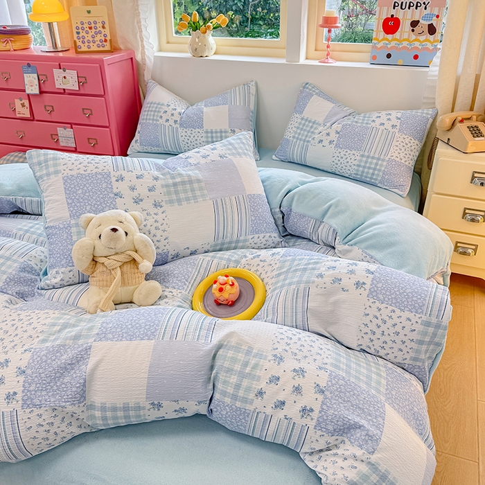 91家纺网 家纺一手货源 找家纺 （总）壹号库家纺 2025新款皱皱纱舒暖绒四件套