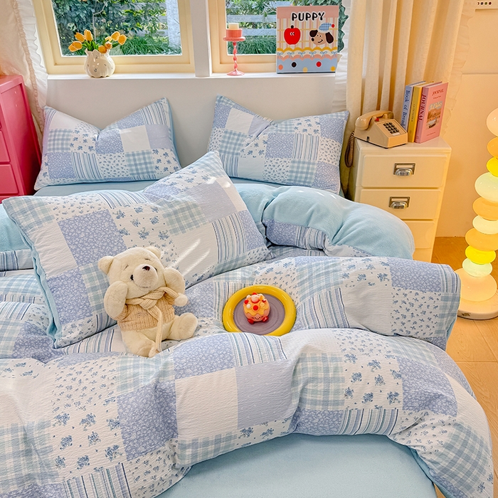 91家纺网 家纺一手货源 找家纺 （总）壹号库家纺 2025新款皱皱纱舒暖绒四件套