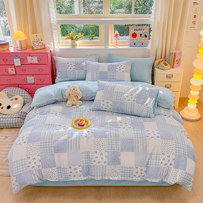 91家纺网 家纺一手货源 找家纺 （总）壹号库家纺 2024新款A类提花有氧泡泡绵四件套现货