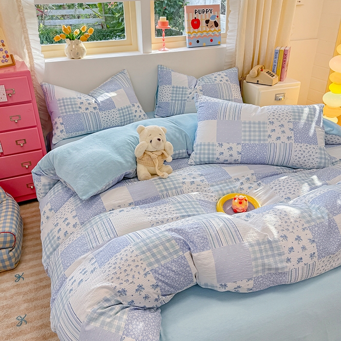 91家纺网 家纺一手货源 找家纺 （总）壹号库家纺 2025新款皱皱纱舒暖绒四件套