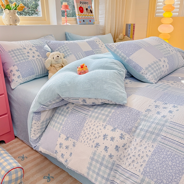 91家纺网 家纺一手货源 找家纺 （总）壹号库家纺 2025新款皱皱纱舒暖绒四件套