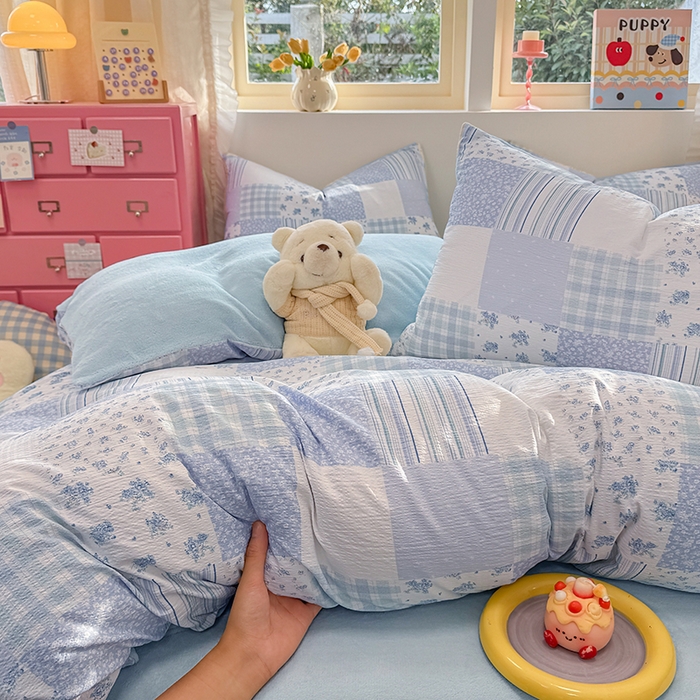 91家纺网 家纺一手货源 找家纺 （总）壹号库家纺 2025新款皱皱纱舒暖绒四件套