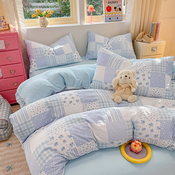 91家纺网 家纺一手货源 找家纺 （总）壹号库家纺 2025新款皱皱纱舒暖绒四件套