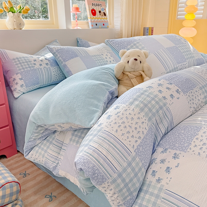 91家纺网 家纺一手货源 找家纺 （总）壹号库家纺 2025新款皱皱纱舒暖绒四件套