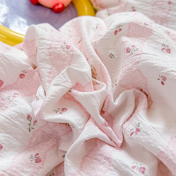 91家纺网 家纺一手货源 找家纺 壹号库家纺 2025新款皱皱纱舒暖绒四件套 蕾丝小兔