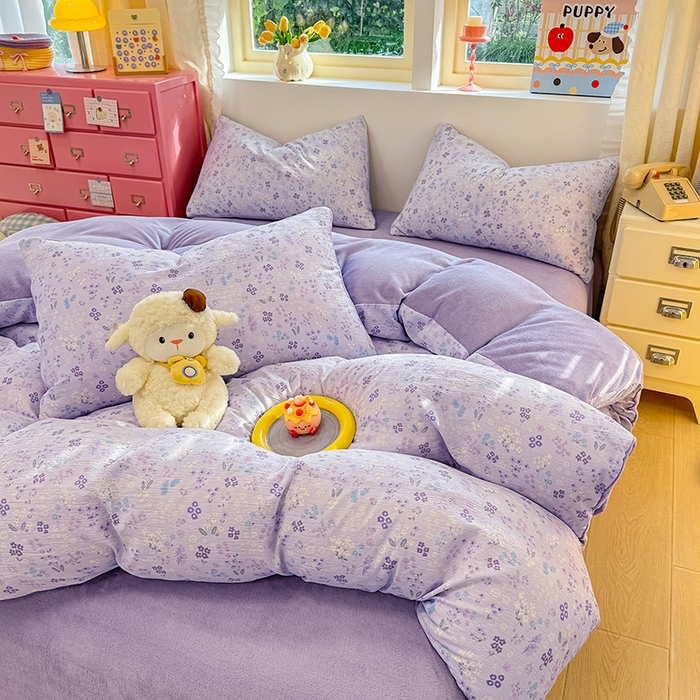 91家纺网 家纺一手货源 找家纺 壹号库家纺 2025新款皱皱纱舒暖绒四件套 丽莎