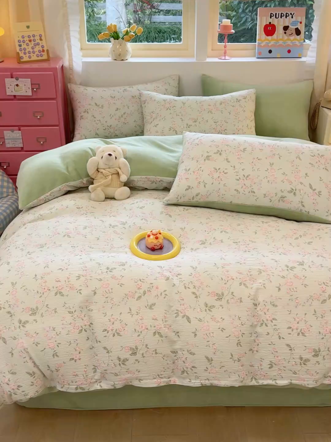 91家纺网 家纺一手货源 找家纺 壹号库家纺 2025新款皱皱纱舒暖绒四件套 木兮绿