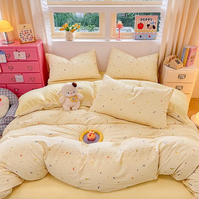 91家纺网 家纺一手货源 找家纺 壹号库家纺 2025新款皱皱纱舒暖绒四件套 芝士奶酪