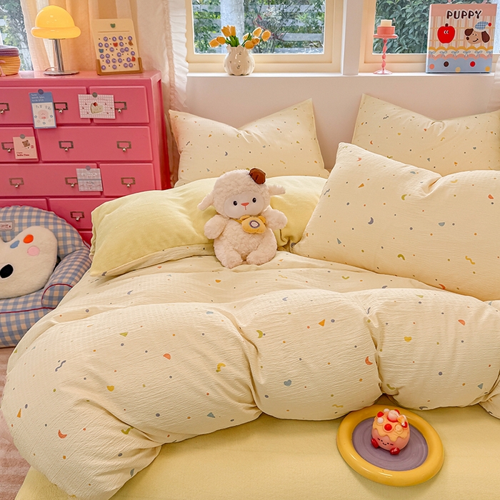 91家纺网 家纺一手货源 找家纺 壹号库家纺 2025新款皱皱纱舒暖绒四件套 芝士奶酪