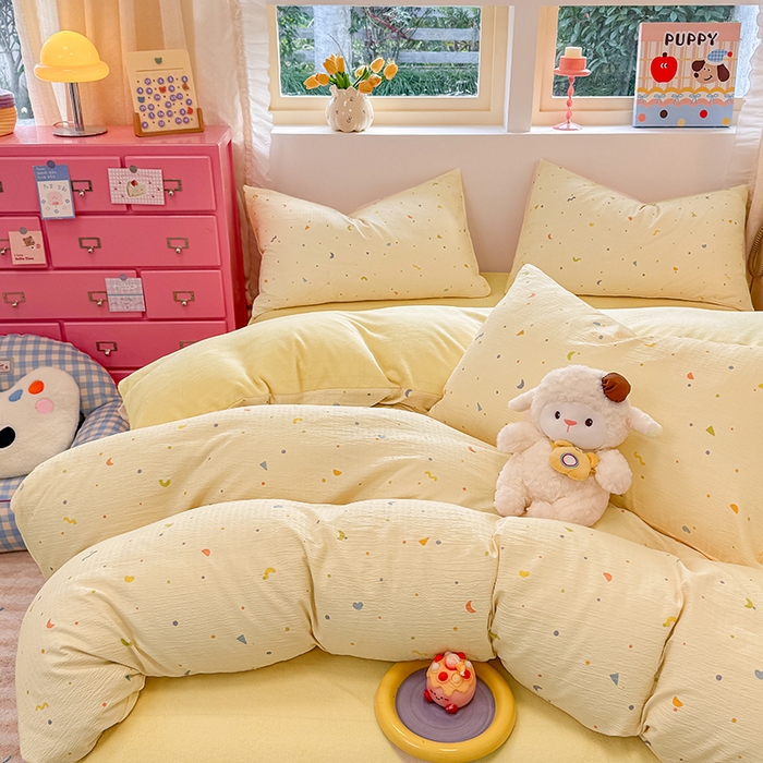 91家纺网 家纺一手货源 找家纺 壹号库家纺 2025新款皱皱纱舒暖绒四件套 芝士奶酪