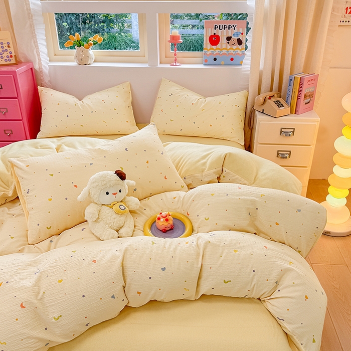 91家纺网 家纺一手货源 找家纺 壹号库家纺 2025新款皱皱纱舒暖绒四件套 芝士奶酪