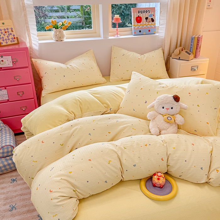 91家纺网 家纺一手货源 找家纺 壹号库家纺 2025新款皱皱纱舒暖绒四件套 芝士奶酪