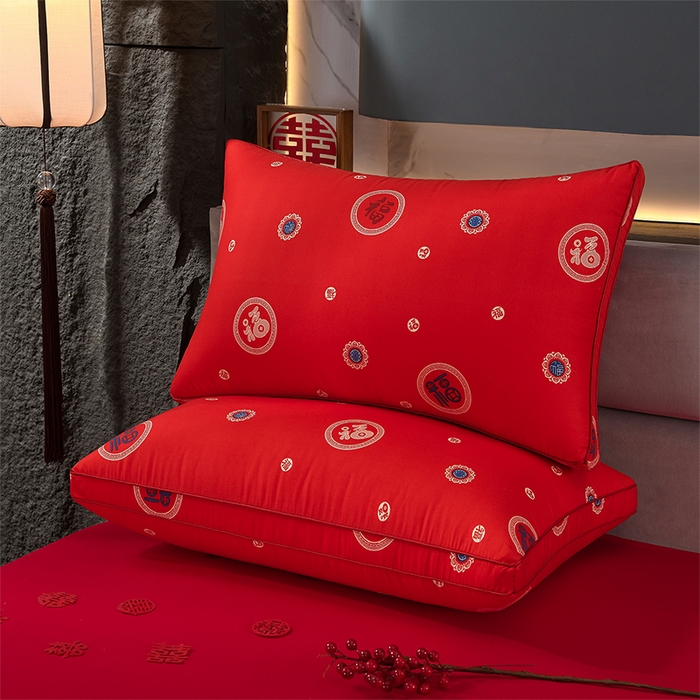 91家纺网 家纺一手货源 找家纺 圣靓 2025新款福字护颈枕立体枕 枕头枕芯 福枕立体高枕